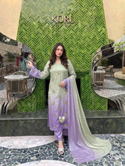 LUXURY SILK 3PCS STITCHED | LS-3619-US